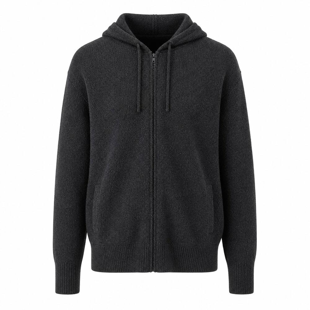 Modern Ambition Men's Full Zip Hooded Sweater Jacket Gray Knit Large L 1899655